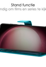 NoXx Hoes Geschikt voor Samsung S23 Plus Hoesje Book Case Hoes Flip Cover Wallet Bookcase Met Screenprotector - Turquoise