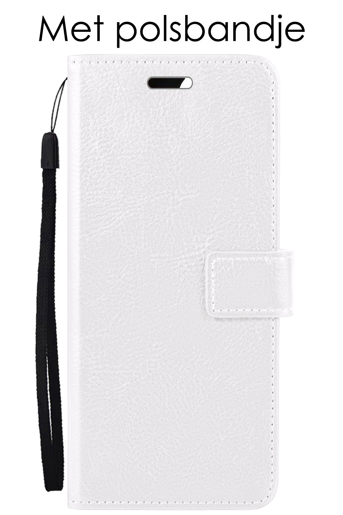 Hoes Geschikt voor Samsung S23 Plus Hoesje Book Case Hoes Flip Cover Wallet Bookcase Met Screenprotector - Wit