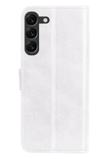 NoXx Hoes Geschikt voor Samsung S23 Plus Hoesje Book Case Hoes Flip Cover Wallet Bookcase Met Screenprotector - Wit