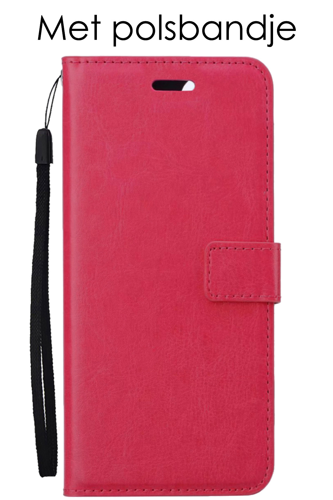 NoXx Hoes Geschikt voor Samsung S23 Plus Hoesje Book Case Hoes Flip Cover Wallet Bookcase Met 2x Screenprotector - Donkerroze
