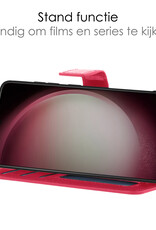 NoXx Hoes Geschikt voor Samsung S23 Plus Hoesje Book Case Hoes Flip Cover Wallet Bookcase Met 2x Screenprotector - Donkerroze