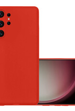 NoXx Hoes Geschikt voor Samsung S23 Ultra Hoesje Cover Siliconen Back Case Hoes - Rood