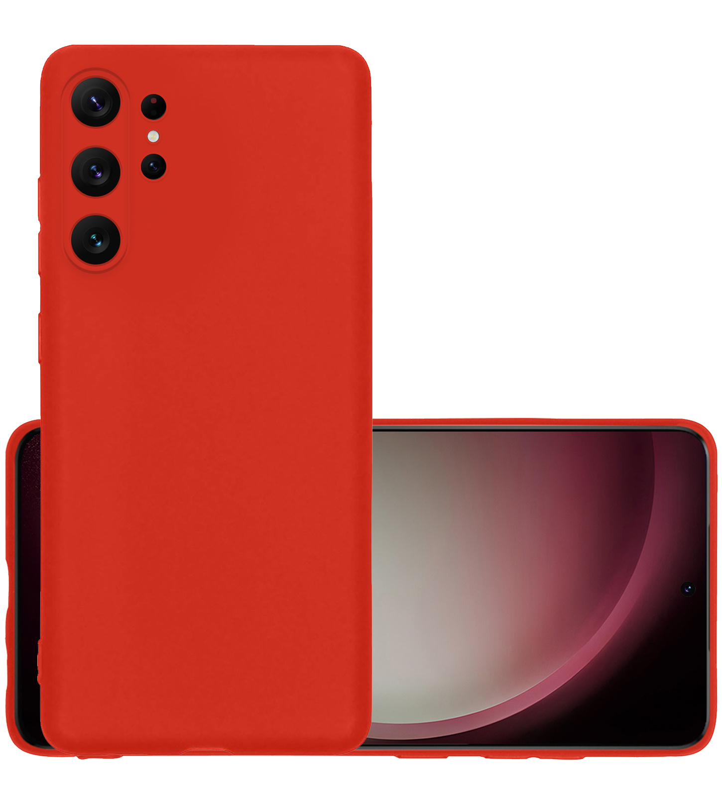 NoXx Hoes Geschikt voor Samsung S23 Ultra Hoesje Cover Siliconen Back Case Hoes - Rood