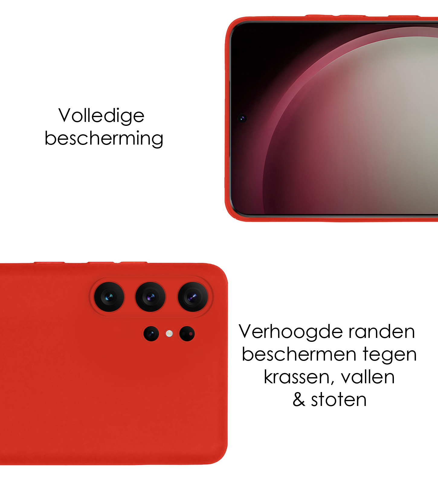 NoXx Hoes Geschikt voor Samsung S23 Ultra Hoesje Cover Siliconen Back Case Hoes - Rood
