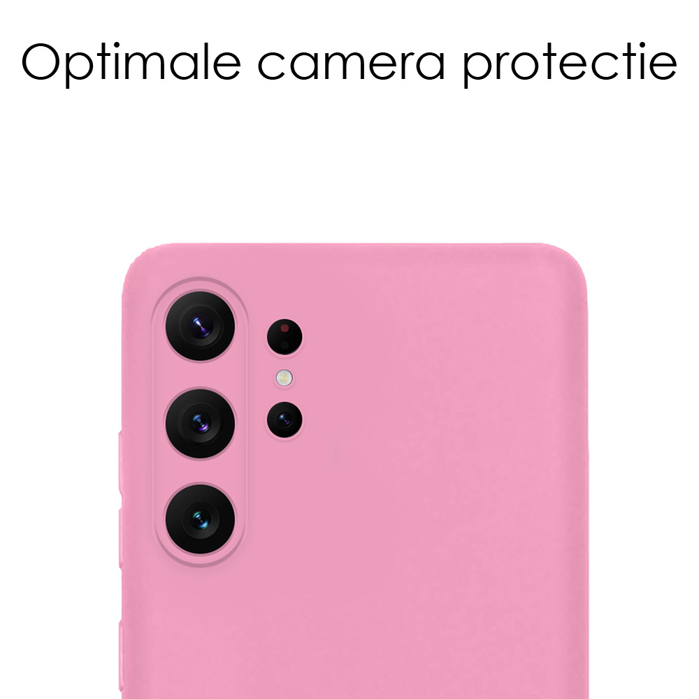 NoXx Hoes Geschikt voor Samsung S23 Ultra Hoesje Cover Siliconen Back Case Hoes - Lichtroze