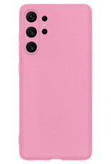 NoXx Hoes Geschikt voor Samsung S23 Ultra Hoesje Cover Siliconen Back Case Hoes - Lichtroze