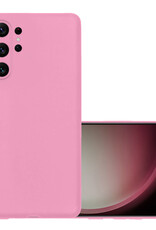 NoXx Hoes Geschikt voor Samsung S23 Ultra Hoesje Cover Siliconen Back Case Hoes - Lichtroze