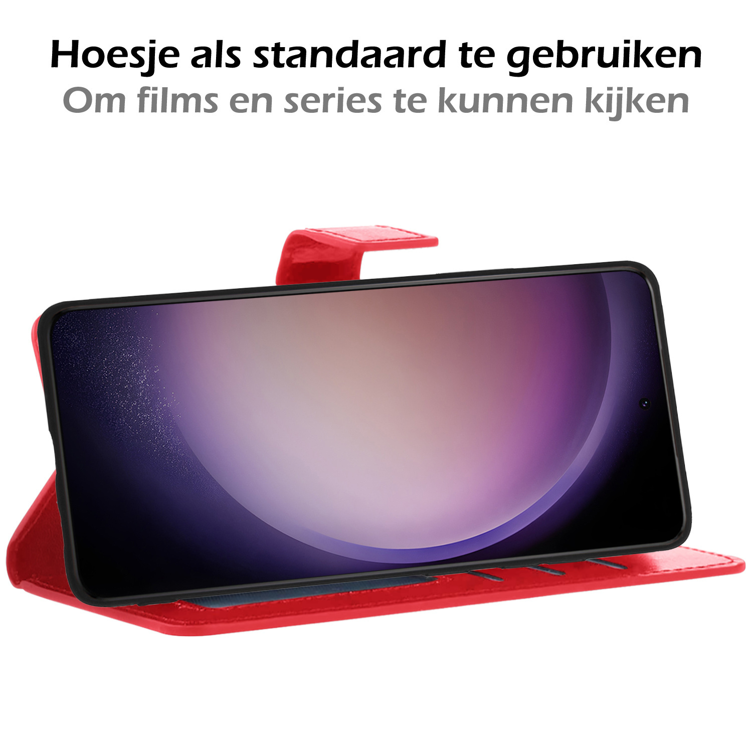 Nomfy Hoesje Geschikt voor Samsung S23 Plus Hoes Bookcase Flipcase Book Cover Met Screenprotector - Hoes Geschikt voor Samsung Galaxy S23 Plus Hoesje Book Case - Rood