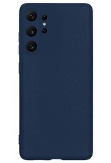 Nomfy Hoesje Geschikt voor Samsung S23 Ultra Hoesje Siliconen Cover Case - Hoes Geschikt voor Samsung Galaxy S23 Ultra Hoes Back Case - Donkerblauw