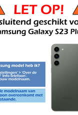 Nomfy Hoesje Geschikt voor Samsung S23 Plus Hoes Bookcase Flipcase Book Cover Met Screenprotector - Hoes Geschikt voor Samsung Galaxy S23 Plus Hoesje Book Case - Zwart