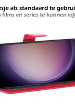 Nomfy Hoesje Geschikt voor Samsung S23 Plus Hoes Bookcase Flipcase Book Cover Met 2x Screenprotector - Hoes Geschikt voor Samsung Galaxy S23 Plus Hoesje Book Case - Donkerroze