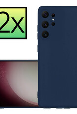 NoXx Hoes Geschikt voor Samsung S23 Ultra Hoesje Cover Siliconen Back Case Hoes - Donkerblauw - 2x