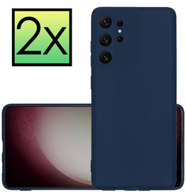 NoXx NoXx Samsung Galaxy S23 Ultra Hoesje Siliconen - Donkerblauw - 2 PACK
