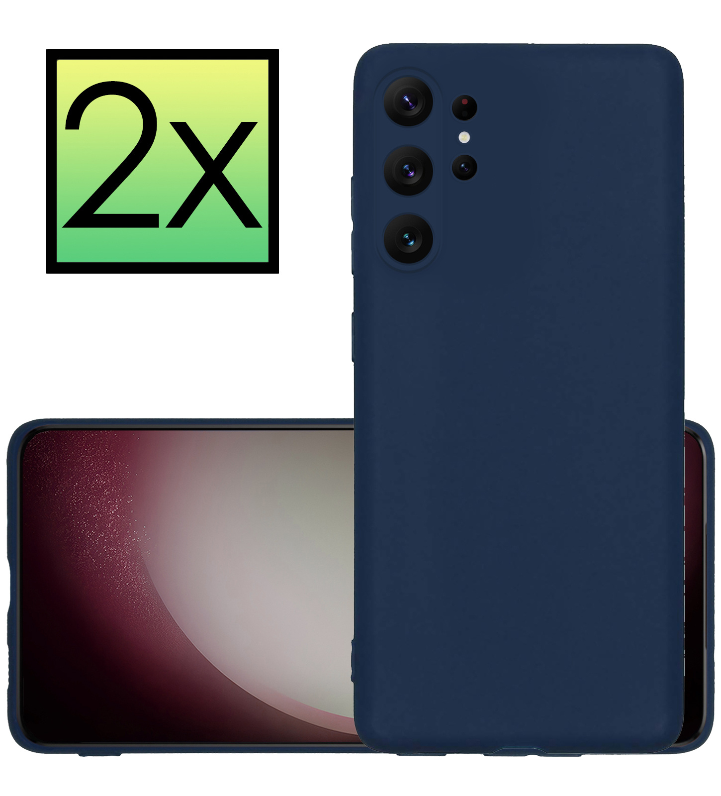 NoXx Hoes Geschikt voor Samsung S23 Ultra Hoesje Cover Siliconen Back Case Hoes - Donkerblauw - 2x