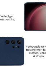 NoXx Hoes Geschikt voor Samsung S23 Ultra Hoesje Cover Siliconen Back Case Hoes - Donkerblauw - 2x