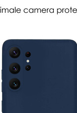NoXx Hoes Geschikt voor Samsung S23 Ultra Hoesje Cover Siliconen Back Case Hoes - Donkerblauw - 2x