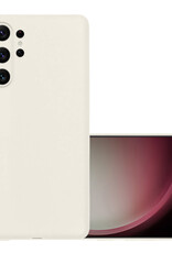NoXx Hoes Geschikt voor Samsung S23 Ultra Hoesje Cover Siliconen Back Case Hoes - Wit