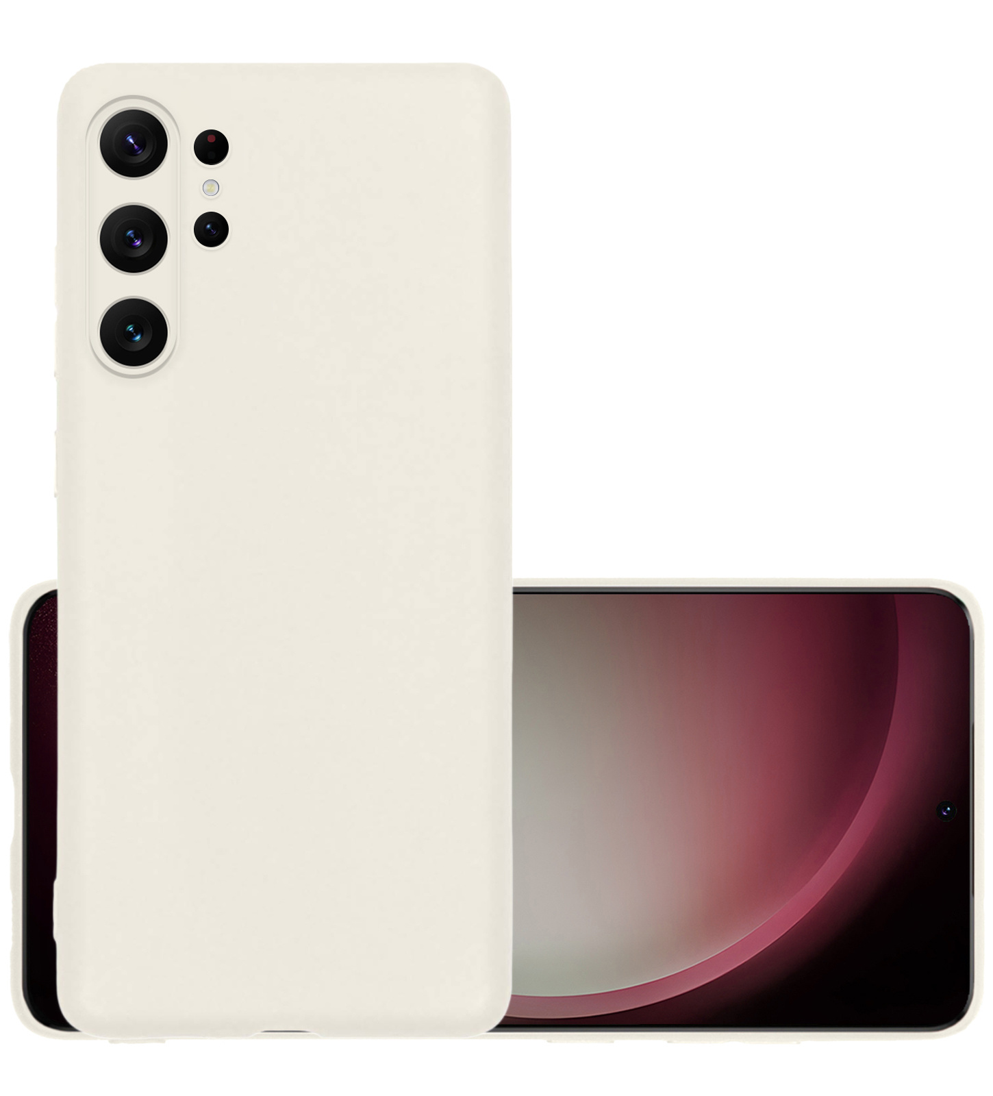 NoXx Hoes Geschikt voor Samsung S23 Ultra Hoesje Cover Siliconen Back Case Hoes - Wit