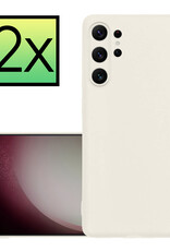 NoXx Hoes Geschikt voor Samsung S23 Ultra Hoesje Cover Siliconen Back Case Hoes - Wit - 2x
