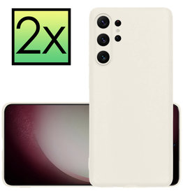 NoXx NoXx Samsung Galaxy S23 Ultra Hoesje Siliconen - Wit - 2 PACK