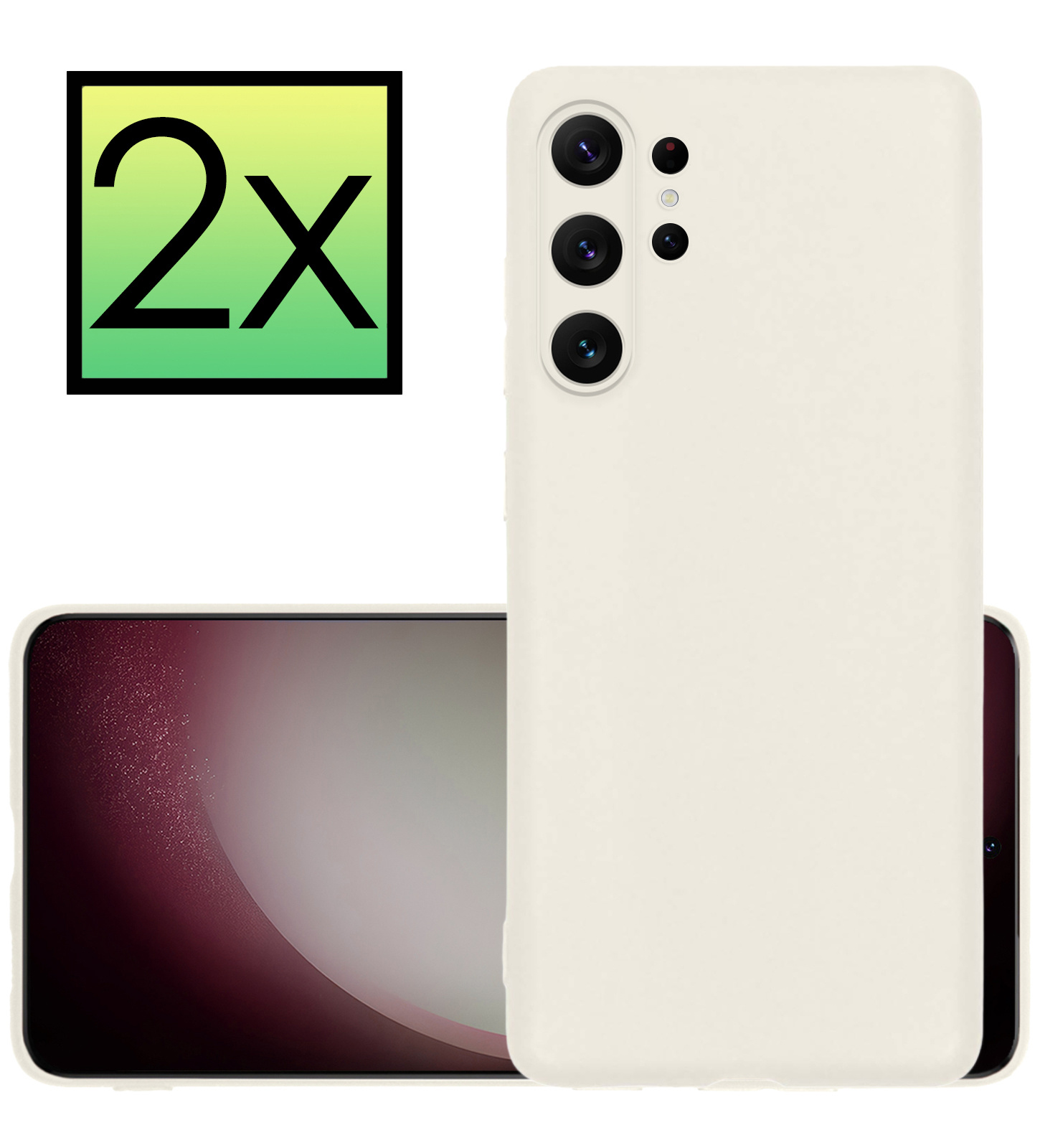 NoXx Hoes Geschikt voor Samsung S23 Ultra Hoesje Cover Siliconen Back Case Hoes - Wit - 2x