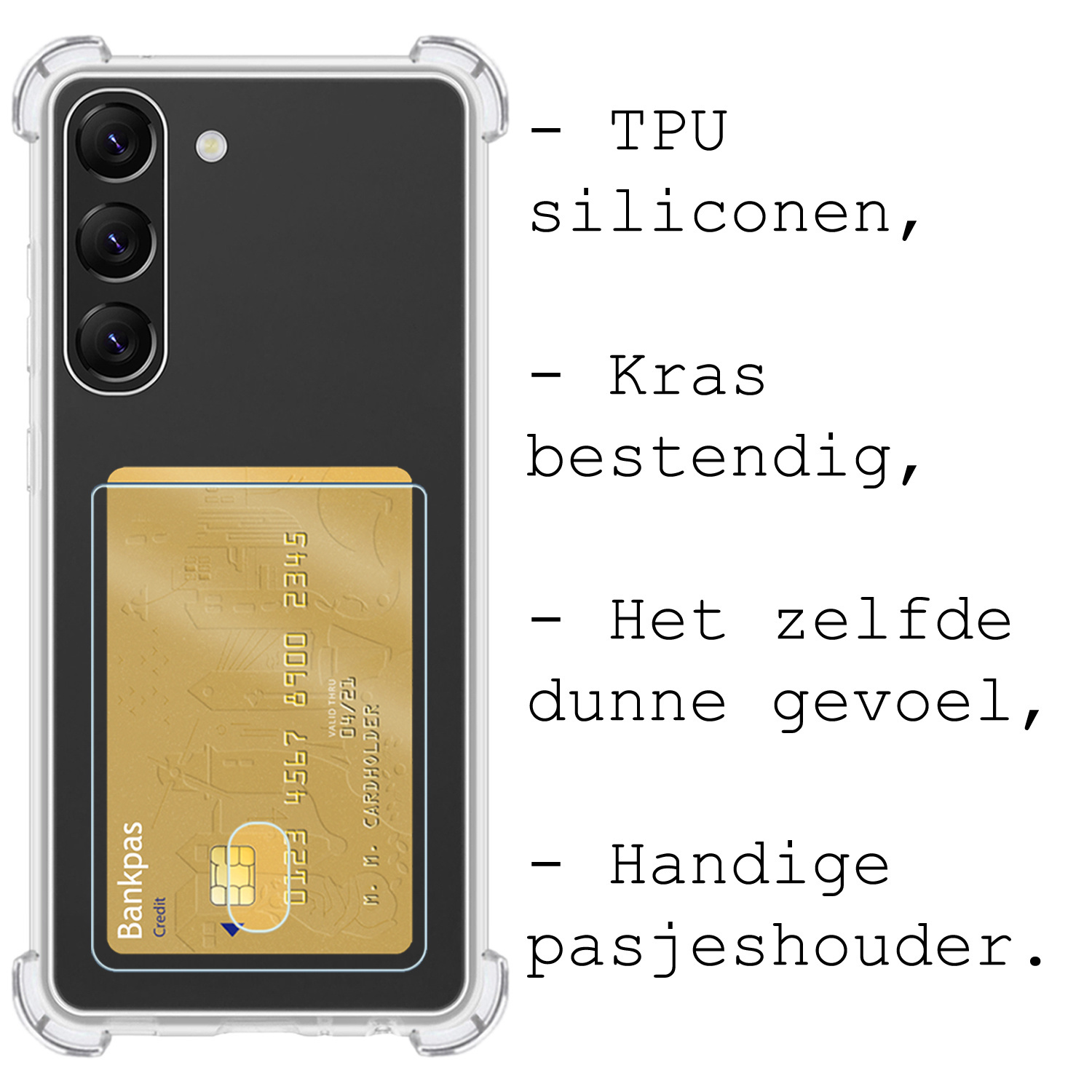 BASEY. Hoes Geschikt voor Samsung S23 Plus Hoesje Shock Proof Case Hoes Met Screenprotector - Hoesje Geschikt voor Samsung Galaxy S23 Plus Hoes Cover Shockproof - Transparant