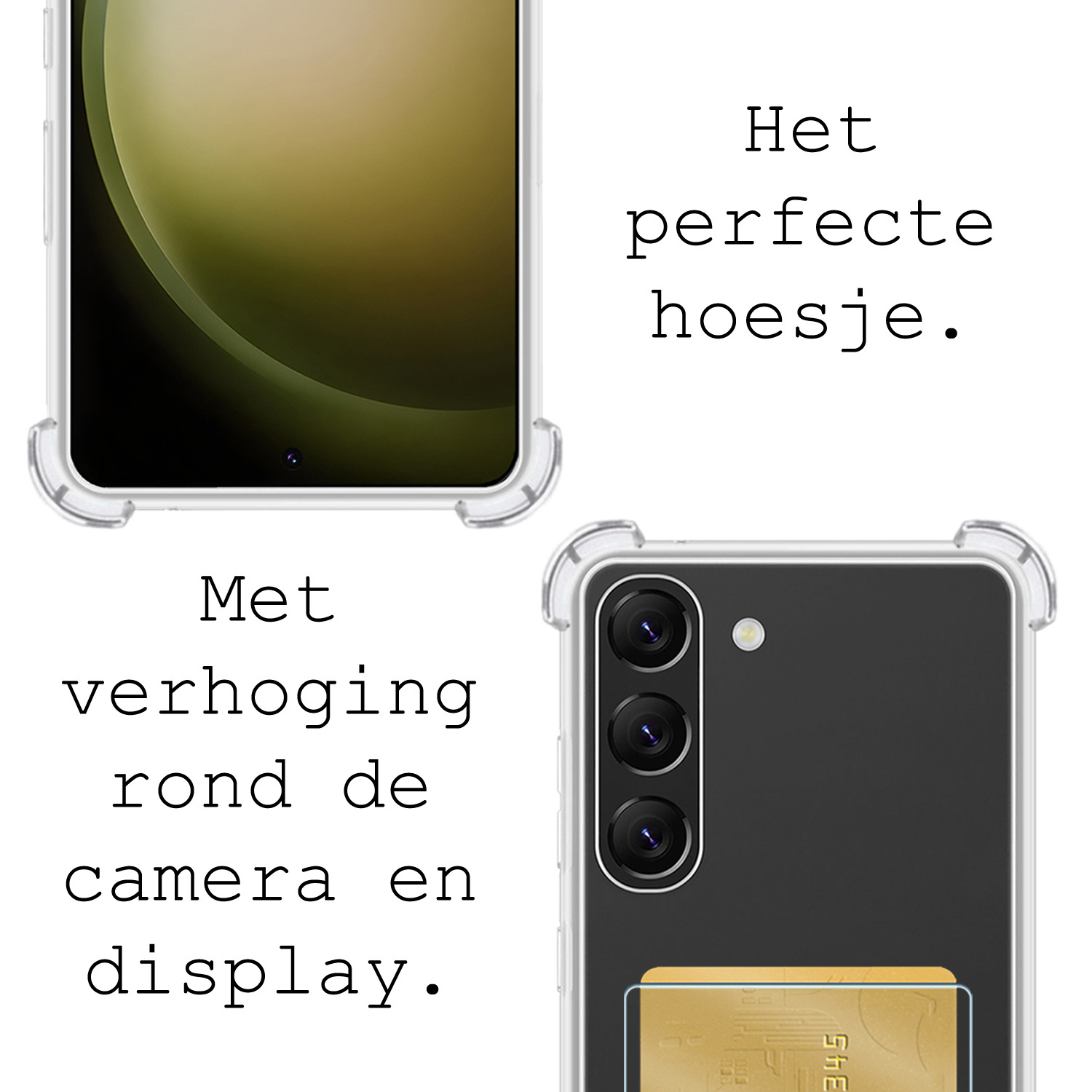 BASEY. Hoes Geschikt voor Samsung S23 Plus Hoesje Shock Proof Case Hoes Met 2x Screenprotector - Hoesje Geschikt voor Samsung Galaxy S23 Plus Hoes Cover Shockproof - Transparant