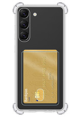 NoXx Hoes Geschikt voor Samsung S23 Plus Hoesje Pasjeshouder Cover Shock Proof Case Siliconen Hoes Met Kaarthouder Met Screenprotector - Transparant