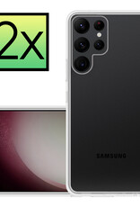 NoXx Hoes Geschikt voor Samsung S23 Ultra Hoesje Cover Siliconen Back Case Hoes - Transparant - 2x