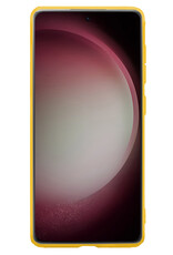 NoXx Hoes Geschikt voor Samsung S23 Ultra Hoesje Cover Siliconen Back Case Hoes - Geel - 2x