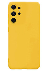 NoXx Hoes Geschikt voor Samsung S23 Ultra Hoesje Cover Siliconen Back Case Hoes - Geel - 2x