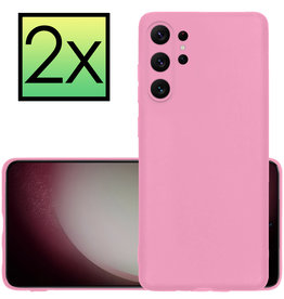 NoXx NoXx Samsung Galaxy S23 Ultra Hoesje Siliconen - Lichtroze - 2 PACK