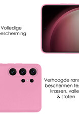 NoXx Hoes Geschikt voor Samsung S23 Ultra Hoesje Cover Siliconen Back Case Hoes - Lichtroze - 2x