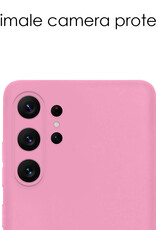 NoXx Hoes Geschikt voor Samsung S23 Ultra Hoesje Cover Siliconen Back Case Hoes - Lichtroze - 2x