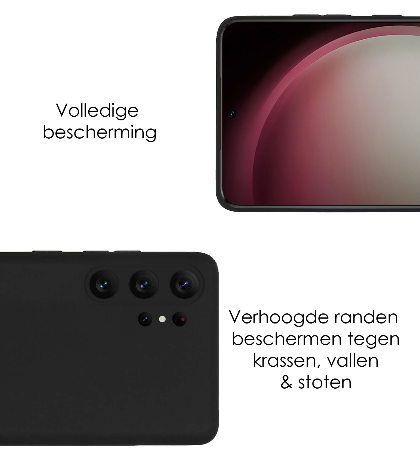 NoXx Hoes Geschikt voor Samsung S23 Ultra Hoesje Cover Siliconen Back Case Hoes - Zwart