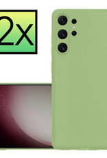 NoXx Hoes Geschikt voor Samsung S23 Ultra Hoesje Cover Siliconen Back Case Hoes - Groen - 2x