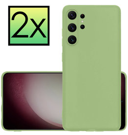 NoXx Samsung Galaxy S23 Ultra Hoesje Siliconen - Groen - 2 PACK