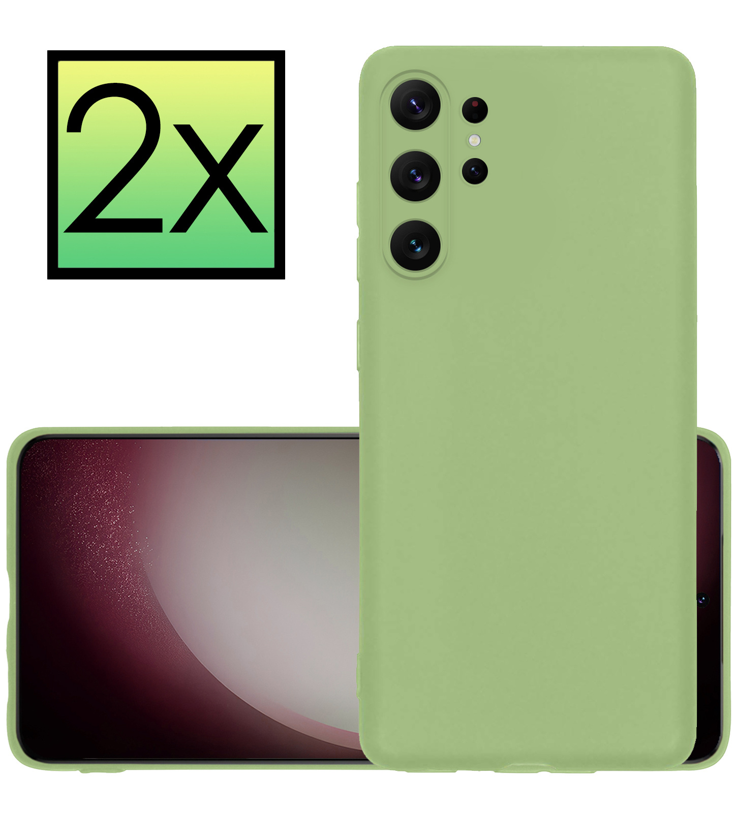 NoXx Hoes Geschikt voor Samsung S23 Ultra Hoesje Cover Siliconen Back Case Hoes - Groen - 2x