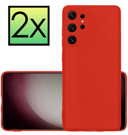 NoXx NoXx Samsung Galaxy S23 Ultra Hoesje Siliconen - Rood - 2 PACK