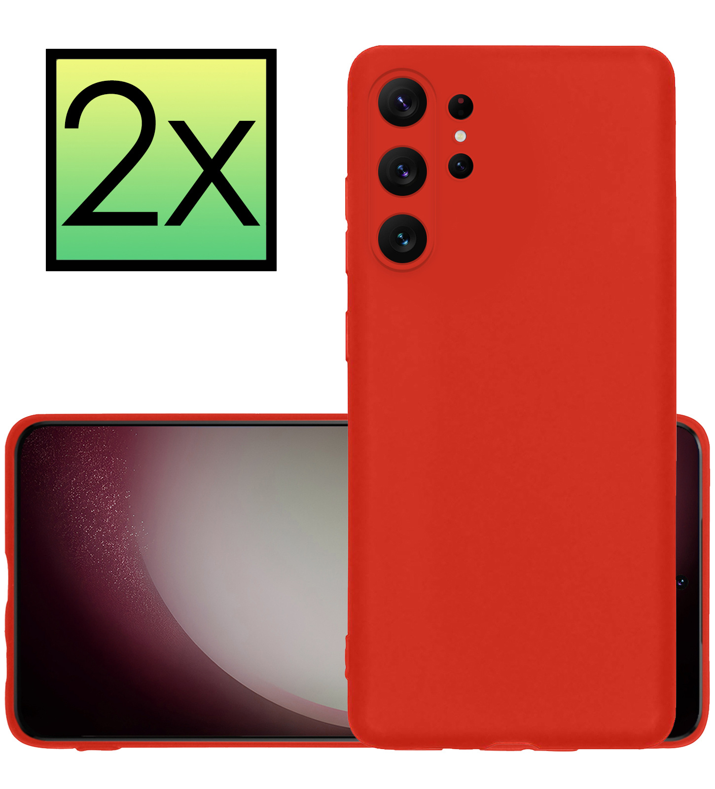 NoXx Hoes Geschikt voor Samsung S23 Ultra Hoesje Cover Siliconen Back Case Hoes - Rood - 2x