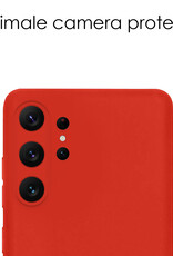 NoXx Hoes Geschikt voor Samsung S23 Ultra Hoesje Cover Siliconen Back Case Hoes - Rood - 2x