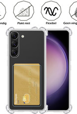 Nomfy Hoesje Geschikt voor Samsung S23 Plus Hoesje Pasjeshouder Shockproof Pas Houder Met 2x Screenprotector - Hoesje Geschikt voor Samsung Galaxy S23 Plus Hoes Met Kaarthouder - Transparant