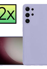 NoXx Hoes Geschikt voor Samsung S23 Ultra Hoesje Cover Siliconen Back Case Hoes - Lila - 2x