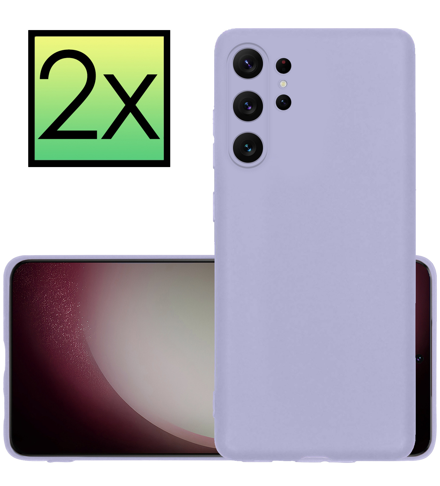 NoXx Hoes Geschikt voor Samsung S23 Ultra Hoesje Cover Siliconen Back Case Hoes - Lila - 2x
