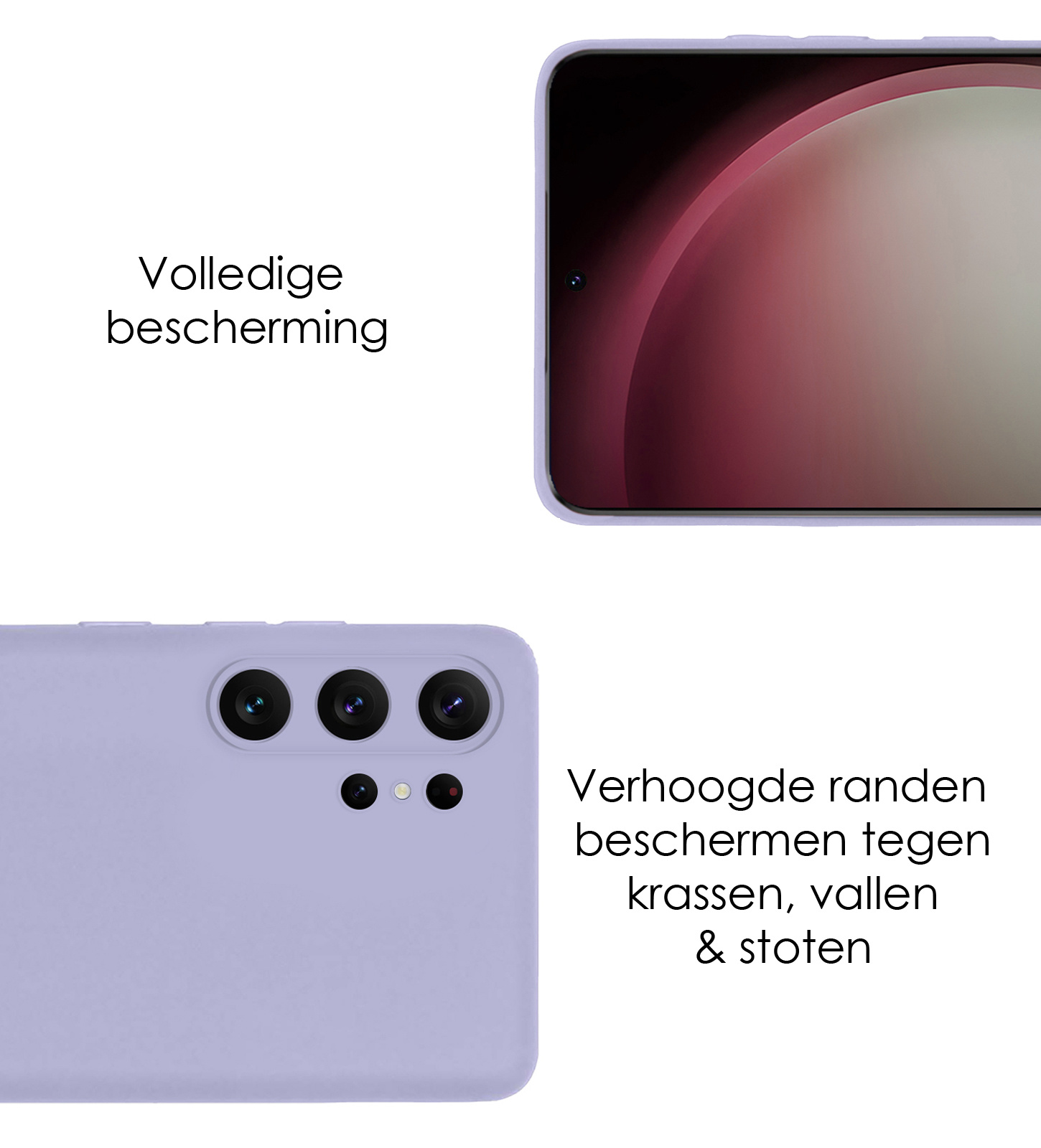 NoXx Hoes Geschikt voor Samsung S23 Ultra Hoesje Cover Siliconen Back Case Hoes - Lila - 2x