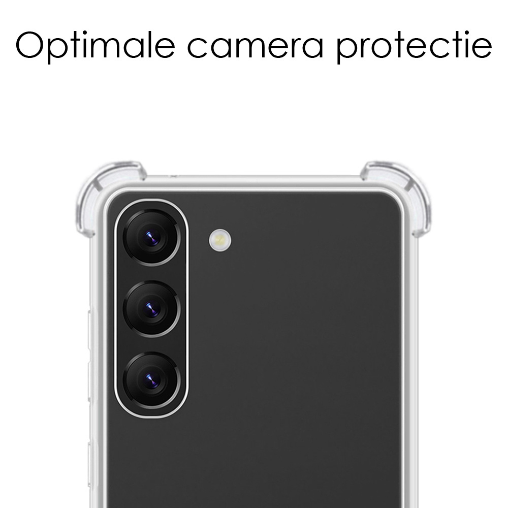 NoXx Hoes Geschikt voor Samsung S23 Plus Hoesje Siliconen Cover Shock Proof Back Case Shockproof Hoes Met 2x Screenprotector - Transparant