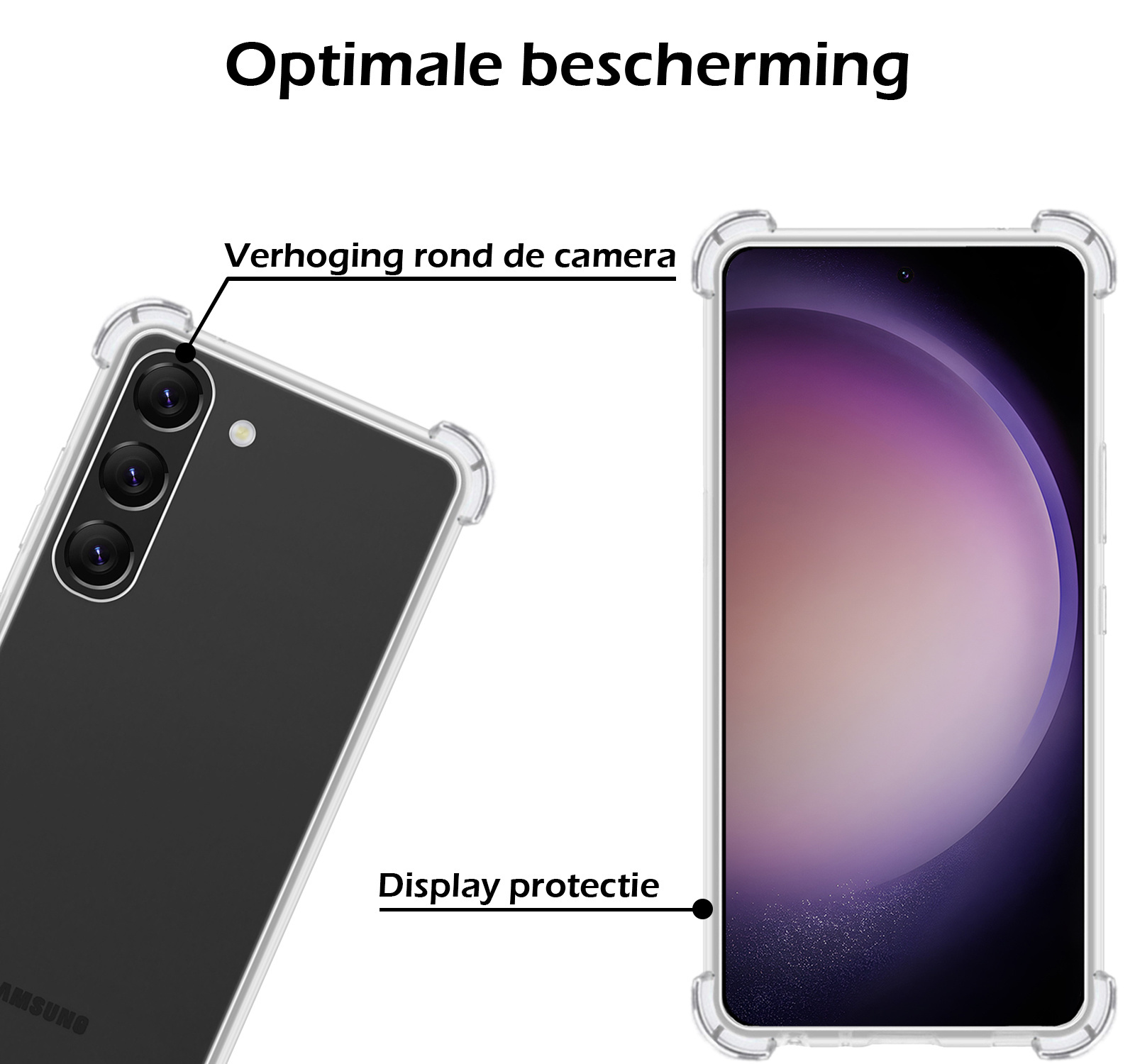 Nomfy Hoesje Geschikt voor Samsung S23 Plus Hoesje Shock Proof Cover Case Shockproof Met 2x Screenprotector - Hoes Geschikt voor Samsung Galaxy S23 Plus Hoes Siliconen Back Case - Transparant