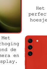 BASEY. Hoes Geschikt voor Samsung S23 Plus Hoesje Siliconen Back Cover Case Met Screenprotector - Hoesje Geschikt voor Samsung Galaxy S23 Plus Hoes Cover Hoesje - Rood