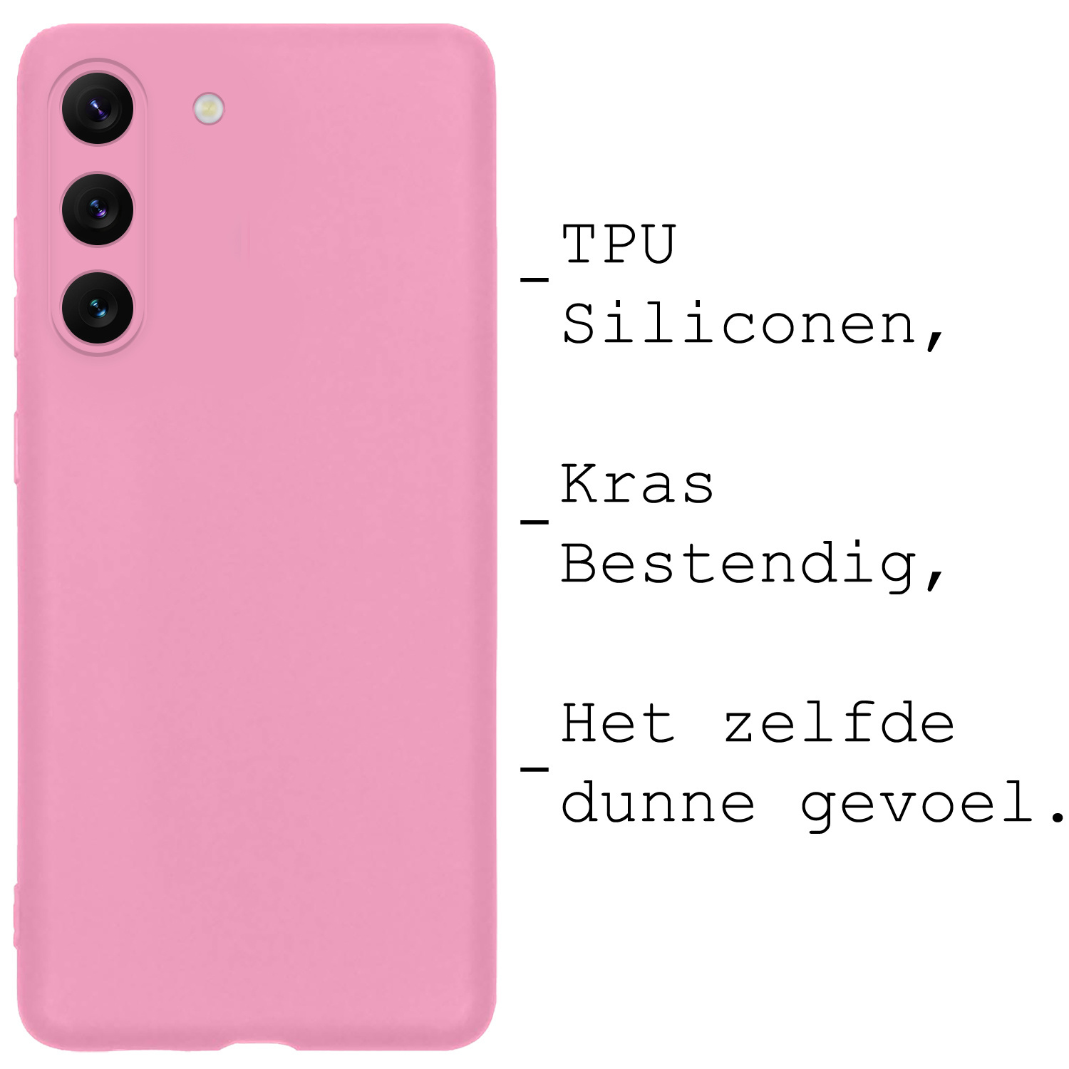 BASEY. Hoes Geschikt voor Samsung S23 Plus Hoesje Siliconen Back Cover Case Met Screenprotector - Hoesje Geschikt voor Samsung Galaxy S23 Plus Hoes Cover Hoesje - Lichtroze