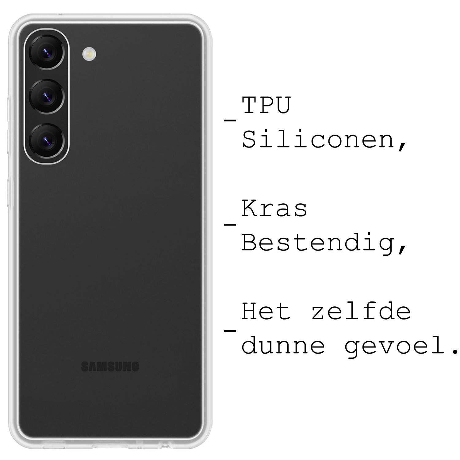 BASEY. Hoes Geschikt voor Samsung S23 Plus Hoesje Siliconen Back Cover Case Met Screenprotector - Hoesje Geschikt voor Samsung Galaxy S23 Plus Hoes Cover Hoesje - Transparant